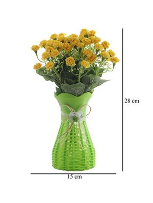 foliyaj artificial yellow marigold flower bunch with vase - 16337712 - Standard Image - 4