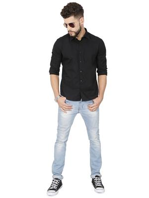 black solid casual shirt - 16337789 - Standard Image - 4