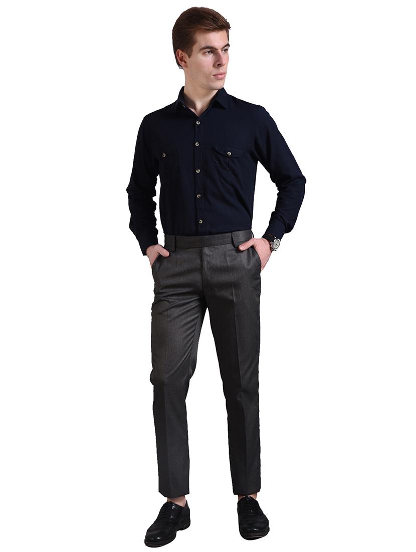 grey solid flat front formal trouser - 16338694 - Zoom Image - 4