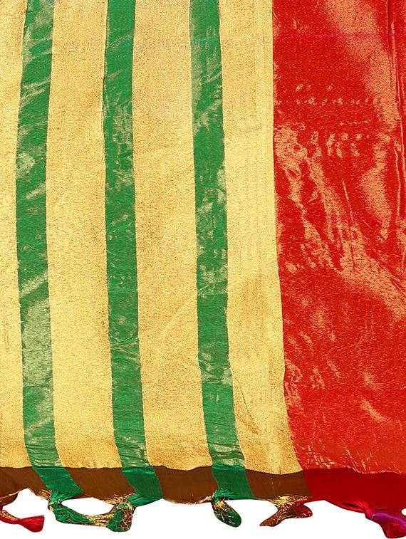 Stripes bordered saree with blouse - 16339263 - Zoom Image - 4