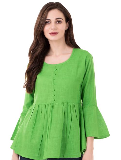 bell sleeved gathered top - 16339639 - Standard Image - 1