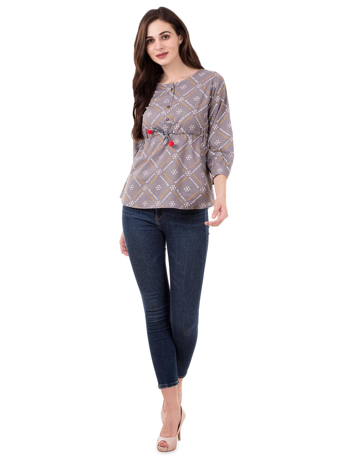 pom-pom detail drawstring bandhini top - 16339644 - Zoom Image - 4