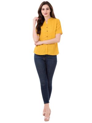 mandarin neck solid shirt - 16339713 - Standard Image - 4