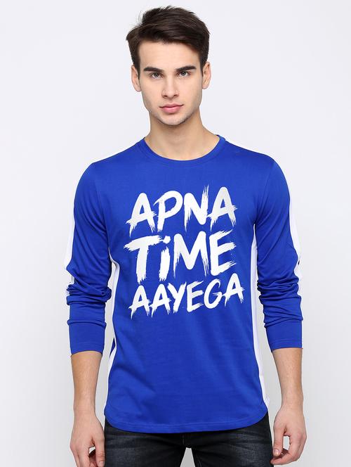 blue cotton front print tshirt - 16340860 - Very Small Image - 1