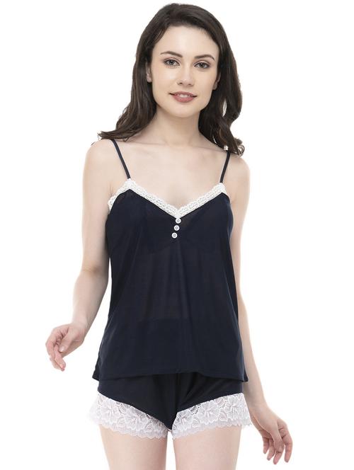 lace detail top & shorts nightwear set - 16341155 - Standard Image - 1