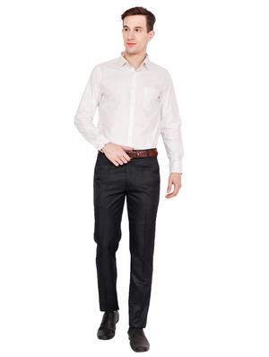 black solid flat front formal trouser - 16341253 - Standard Image - 4