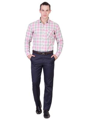 navy blue solid flat front formal trouser - 16341254 - Standard Image - 4