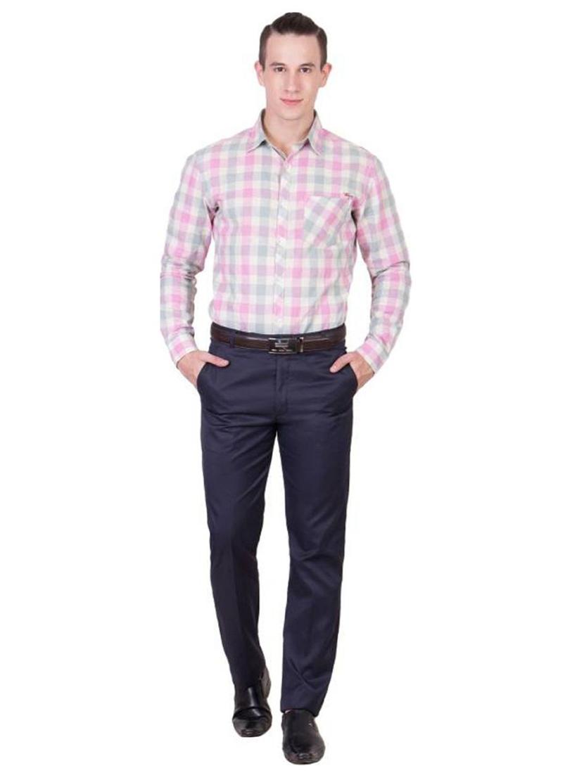 navy blue solid flat front formal trouser - 16341254 - Zoom Image - 4