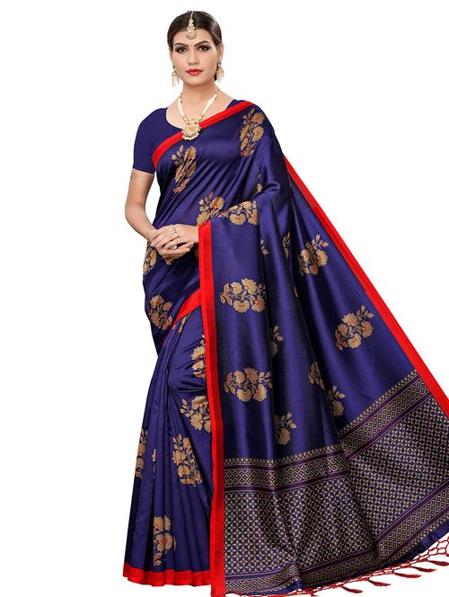 Floral mysore silk saree with blouse - 16343011 - Standard Image - 1