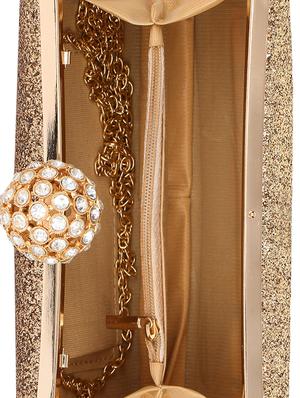 gold leatherette (pu) ethnic clutch - 16343470 - Standard Image - 4