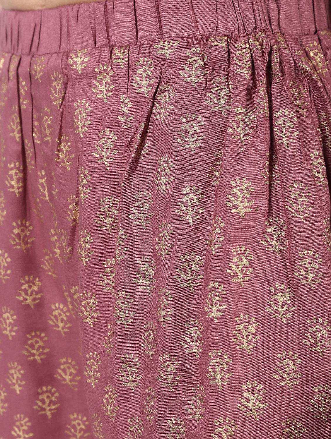 block print flared kurta with palazzo set - 16343587 - Zoom Image - 7