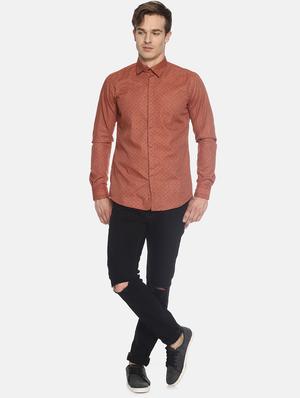orange self design casual shirt - 16343606 - Standard Image - 4