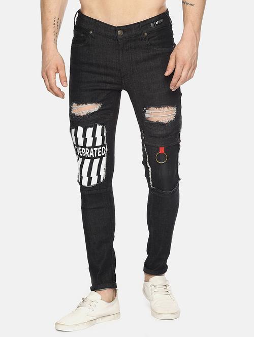 black printed distressed jeans - 16345298 - Standard Image - 1