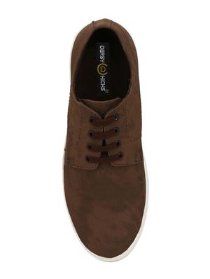 brown leatherette lace up sneakers - 16346568 - Standard Image - 4