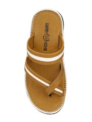 tan leatherette slip on slippers - 16346585 - Standard Image - 4