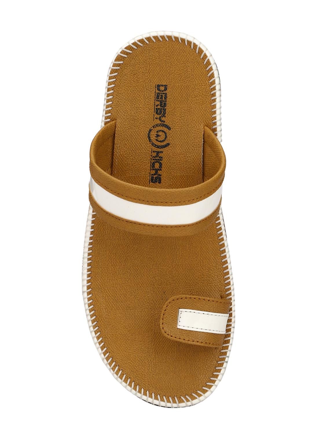 tan leatherette slip on slippers - 16346587 - Zoom Image - 4