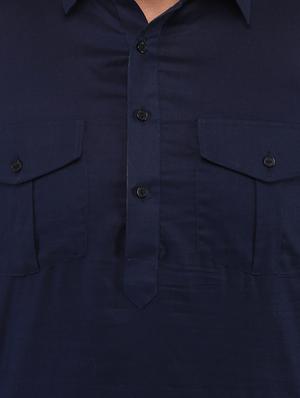 navy blue solid pathani set - 16346901 - Standard Image - 4