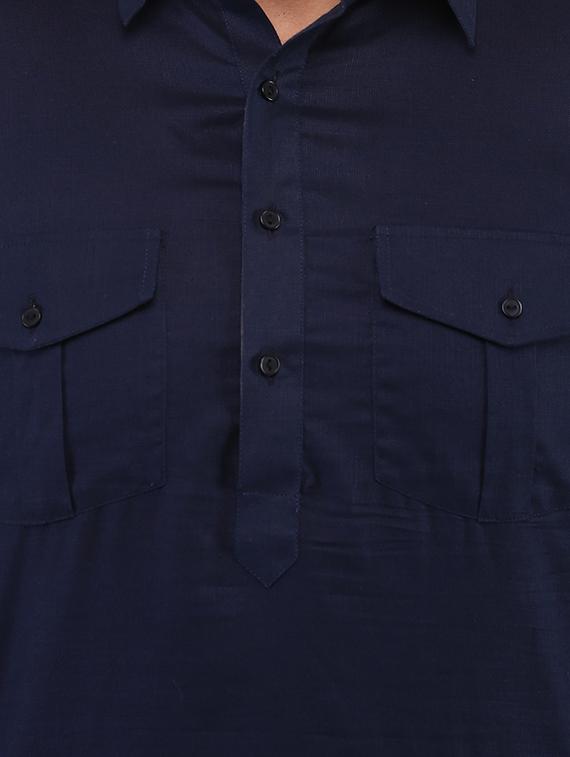 navy blue solid pathani set - 16346901 - Zoom Image - 4