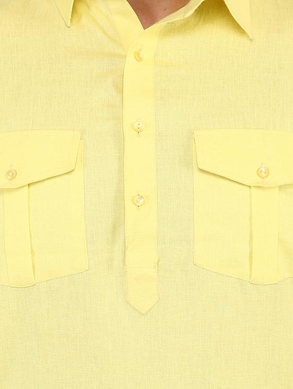 yellow solid pathani set - 16346902 - Zoom Image - 4