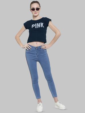 quirky text round neck crop tee - 16346910 - Standard Image - 4