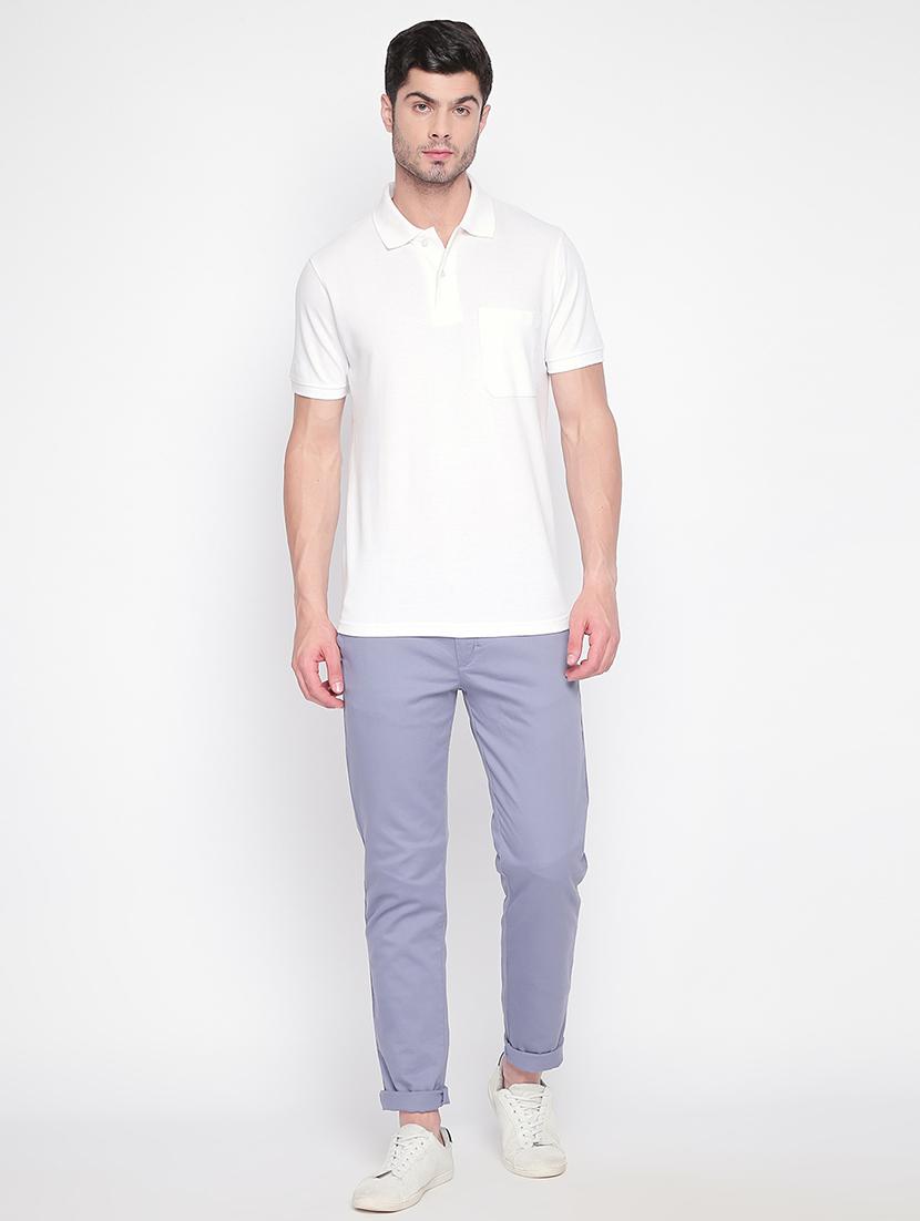 light blue solid flat front chinos - 16346932 - Zoom Image - 4