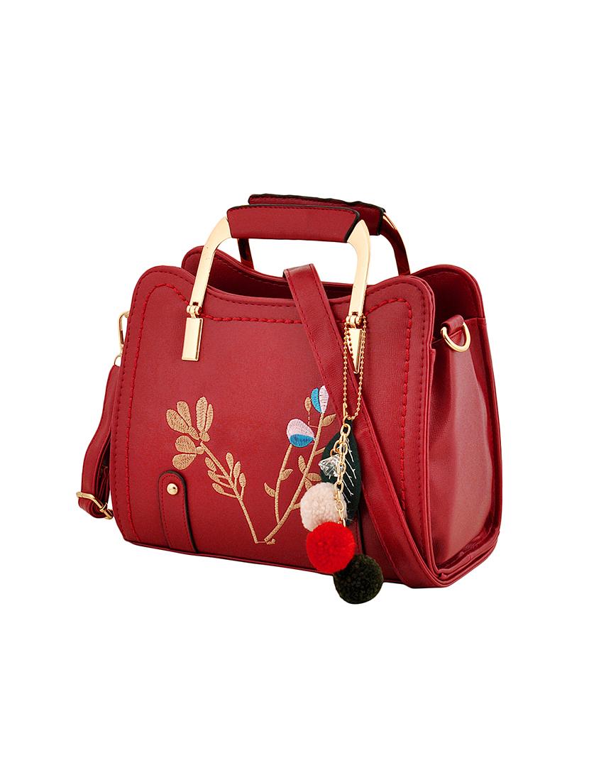 maroon leatherette (pu) messenger handbag - 16347434 - Zoom Image - 4