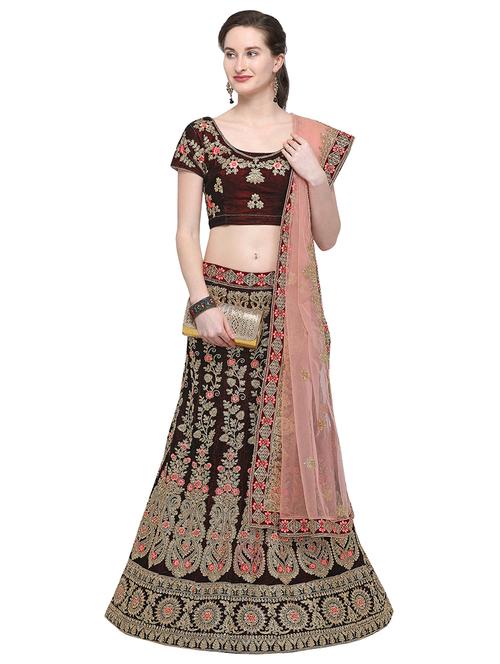 embroidered a-line lehenga - 16348658 - Standard Image - 1