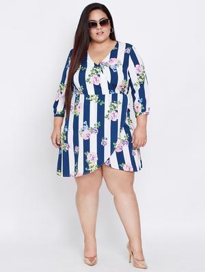 floral faux wrap plus dress - 16348915 - Standard Image - 4