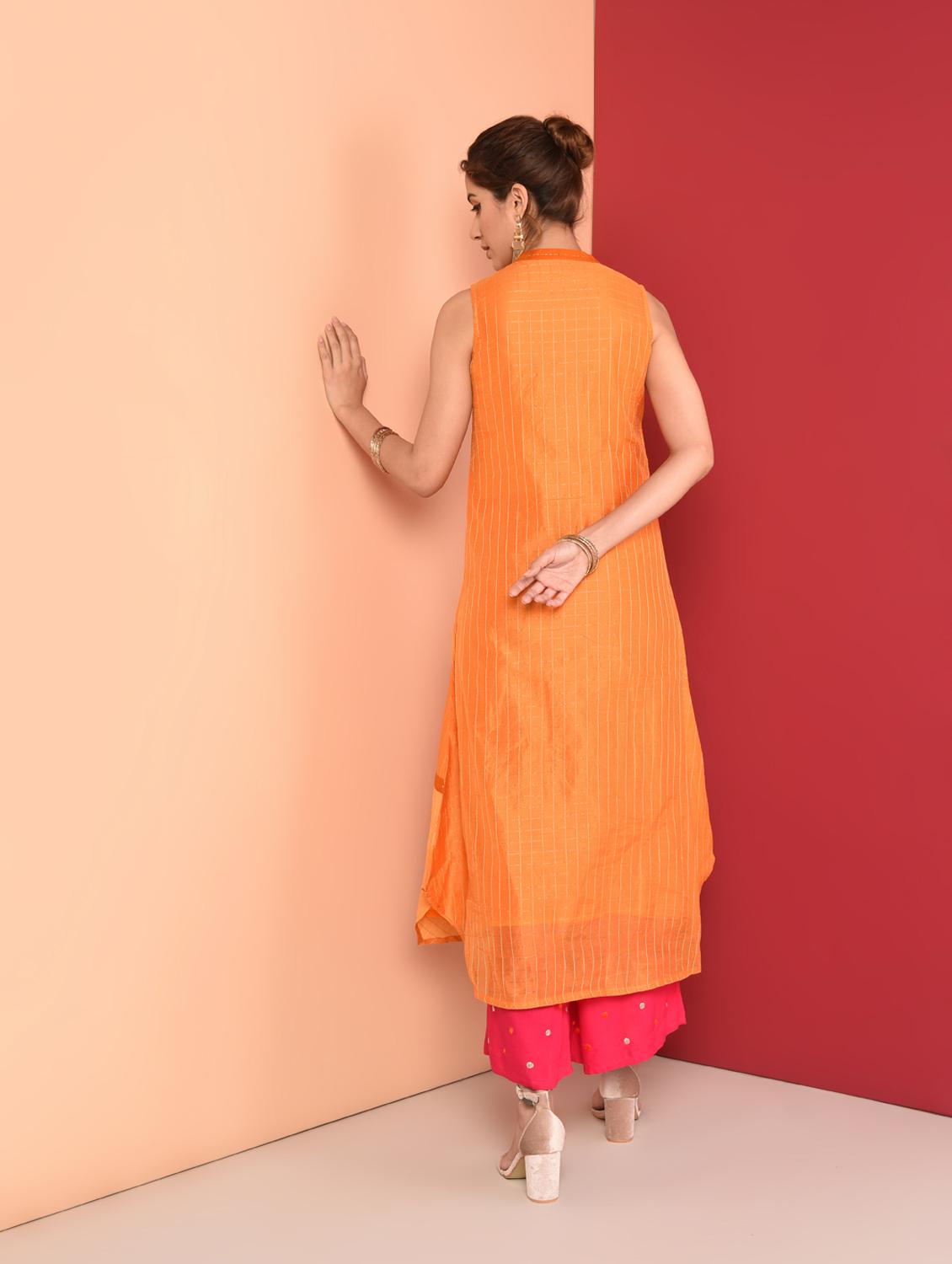 sequined a-line kurta - 16350318 - Zoom Image - 4