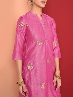 embroidered straight kurta - 16350324 - Standard Image - 4