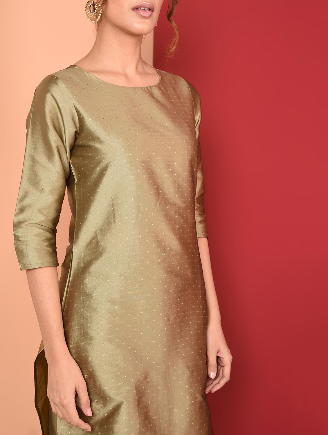 zari motifs straight kurta - 16350329 - Zoom Image - 4