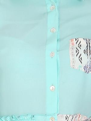 contrast detail bishop sleeved shirt - 16350667 - Standard Image - 4