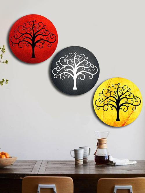 Studio Shubham wooden wall Designer tree plates for hanging(Set of 3) - 16351088 - Standard Image - 1