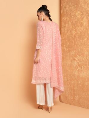 peach cotton embroidered dupatta - 16352561 - Standard Image - 4
