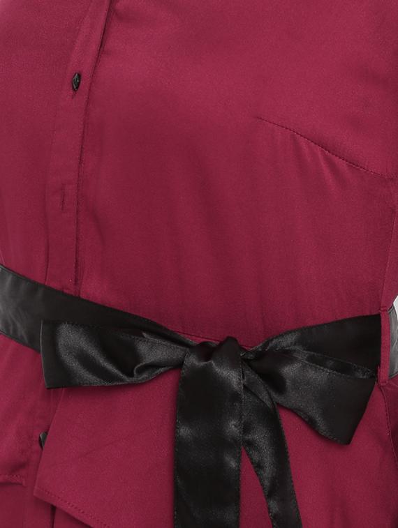 ruffle detail tie front a-line dress - 16353685 - Zoom Image - 4
