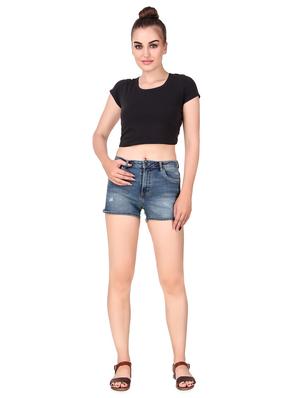 high rise distressed denim shorts - 16354757 - Standard Image - 4