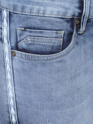 raw hem side taped cropped jeans - 16354930 - Standard Image - 4