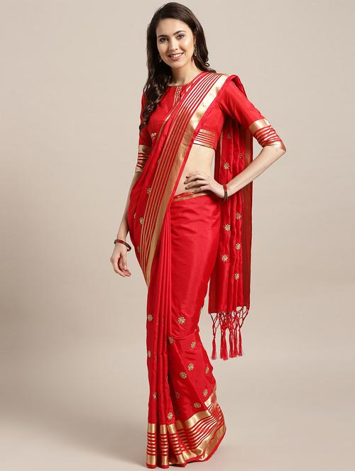 gold embroidered saree with blouse - 16356023 - Standard Image - 1