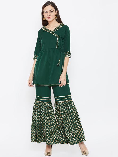 block print kurta sharara set - 16356180 - Standard Image - 1