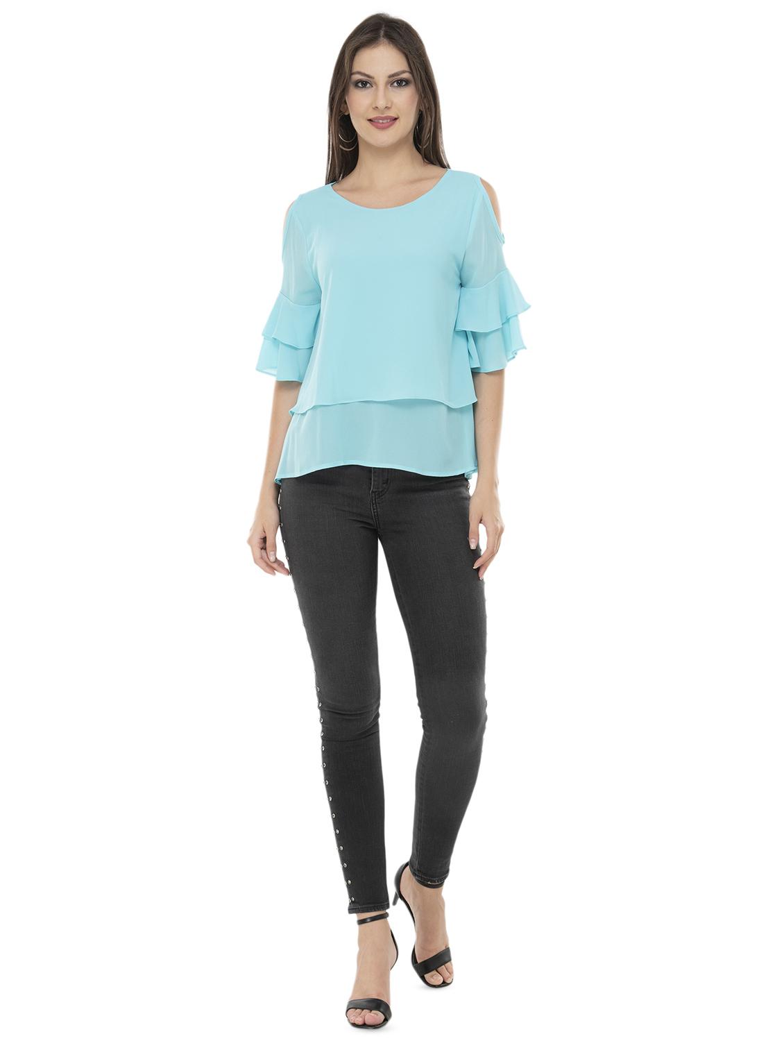 cold shoulder layered top - 16356266 - Zoom Image - 4