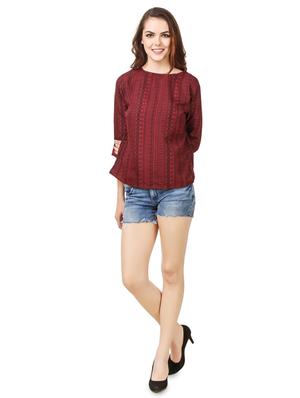 aztec print round neck top - 16356981 - Standard Image - 4