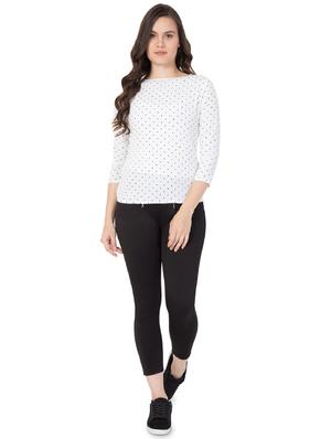 dot print boat neck top - 16356986 - Standard Image - 4