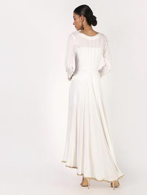solid lace flared kurta - 16357046 - Standard Image - 4