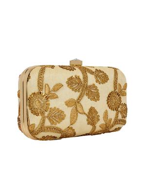 beige cotton polyester blend box clutch - 16357196 - Standard Image - 4