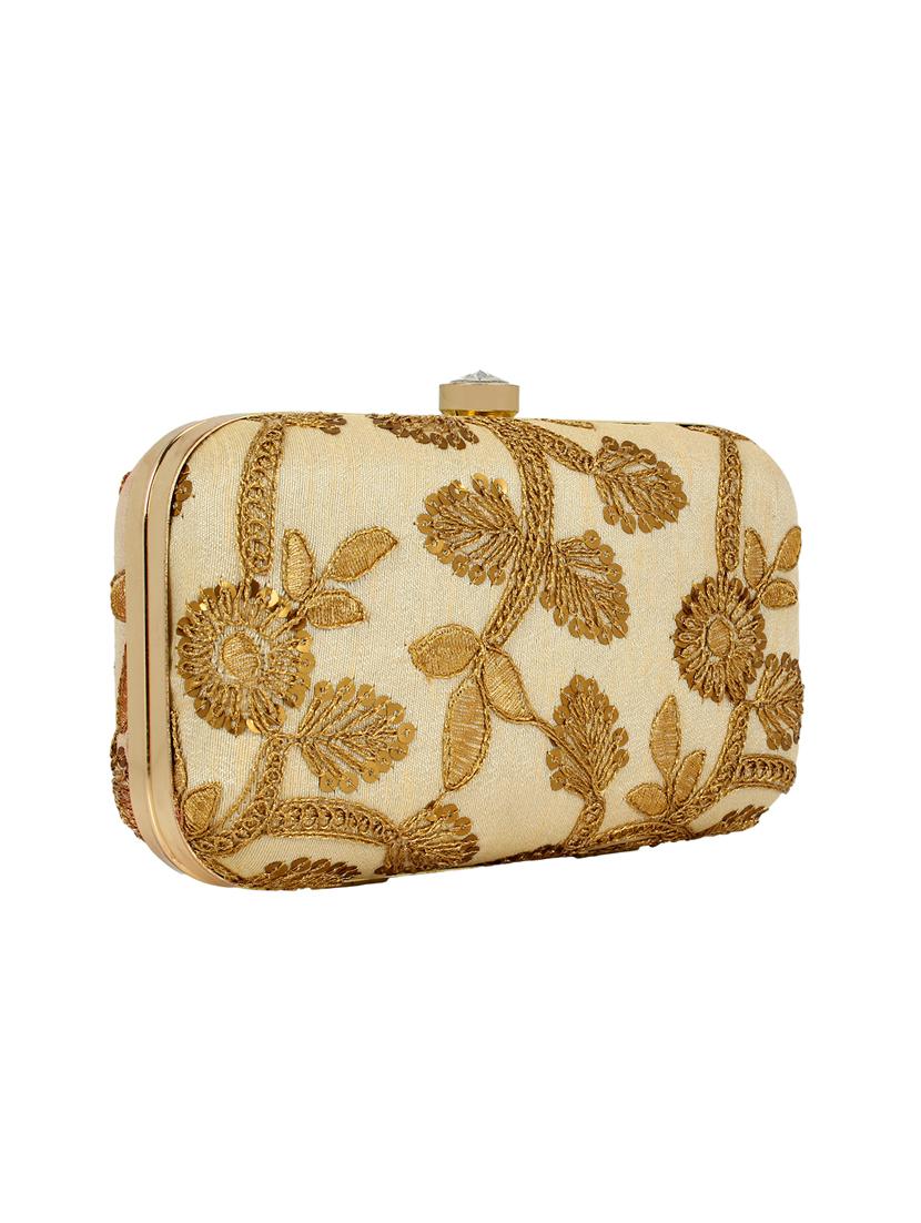 beige cotton polyester blend box clutch - 16357196 - Zoom Image - 4