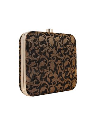 black cotton polyester blend box clutch - 16357200 - Standard Image - 4