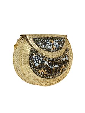 gold metal box clutch - 16357214 - Standard Image - 4