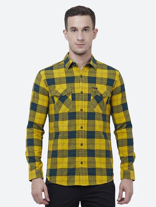yellow cotton casual shirt - 16357945 - Standard Image - 1