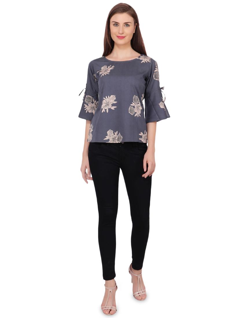 tie up sleeved floral top - 16358026 - Zoom Image - 4