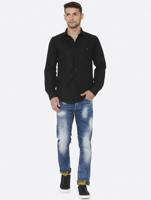 black solid linen casual shirt - 16358176 - Standard Image - 4